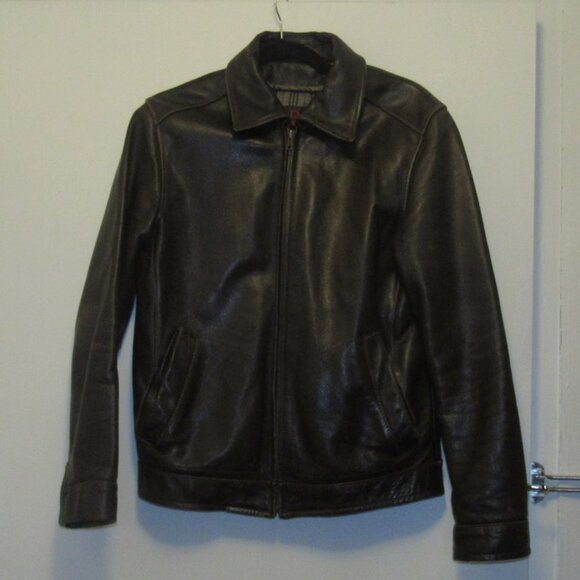 Danier Chocolate Brown Leather Bomber Jacket, XS, Slightly Distressed, J115 - Picture 1 of 11